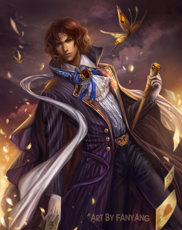 axis_powers_hetalia, belt, brown_hair, butterfly, classic, clouds, fanyang_(artist), flower