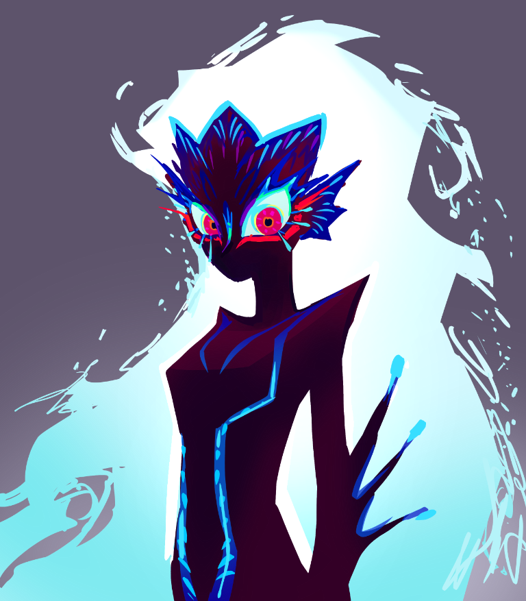 1girl, aqua_hair, breasts, chelsea_(ruby_gillman), dark-skinned_female, dark_skin, fins, glowing