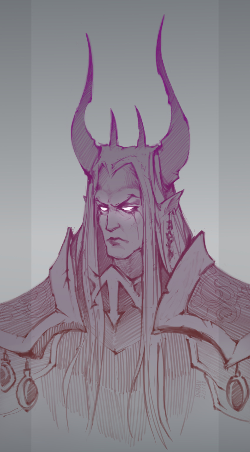 1boy, armor, artist_name, closed_mouth, commentary, dated, demon_primarch, dianaiiz