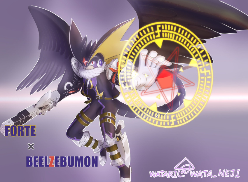 1boy, arm_cannon, artist_name, bandana, bandana_around_arm, bass.exe_(mega_man), beelzebumon_blast_mode, beelzebumon_blast_mode_(cosplay)