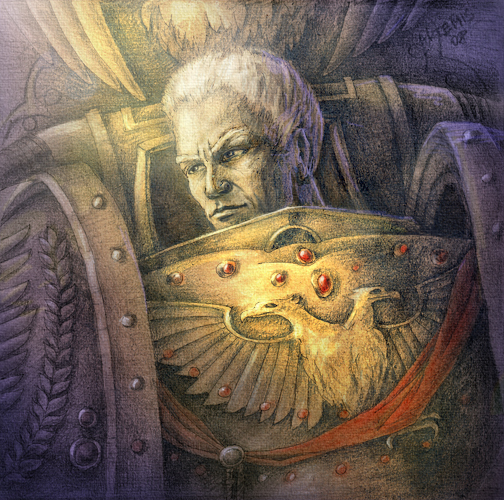 1boy, armor, artist_name, breastplate, closed_mouth, commentary, english_commentary, gold_armor