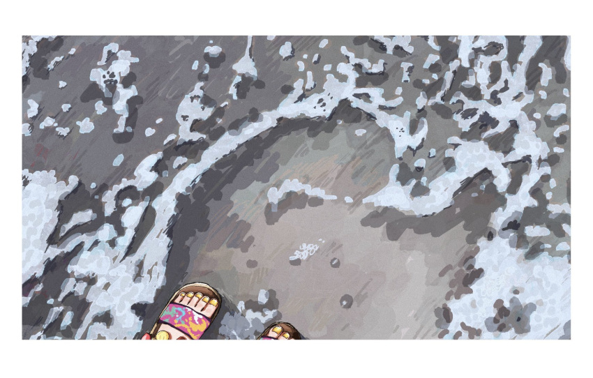 1girl, aikatsu!, aikatsu!_(series), beach, border, commentary_request, from_above, highres