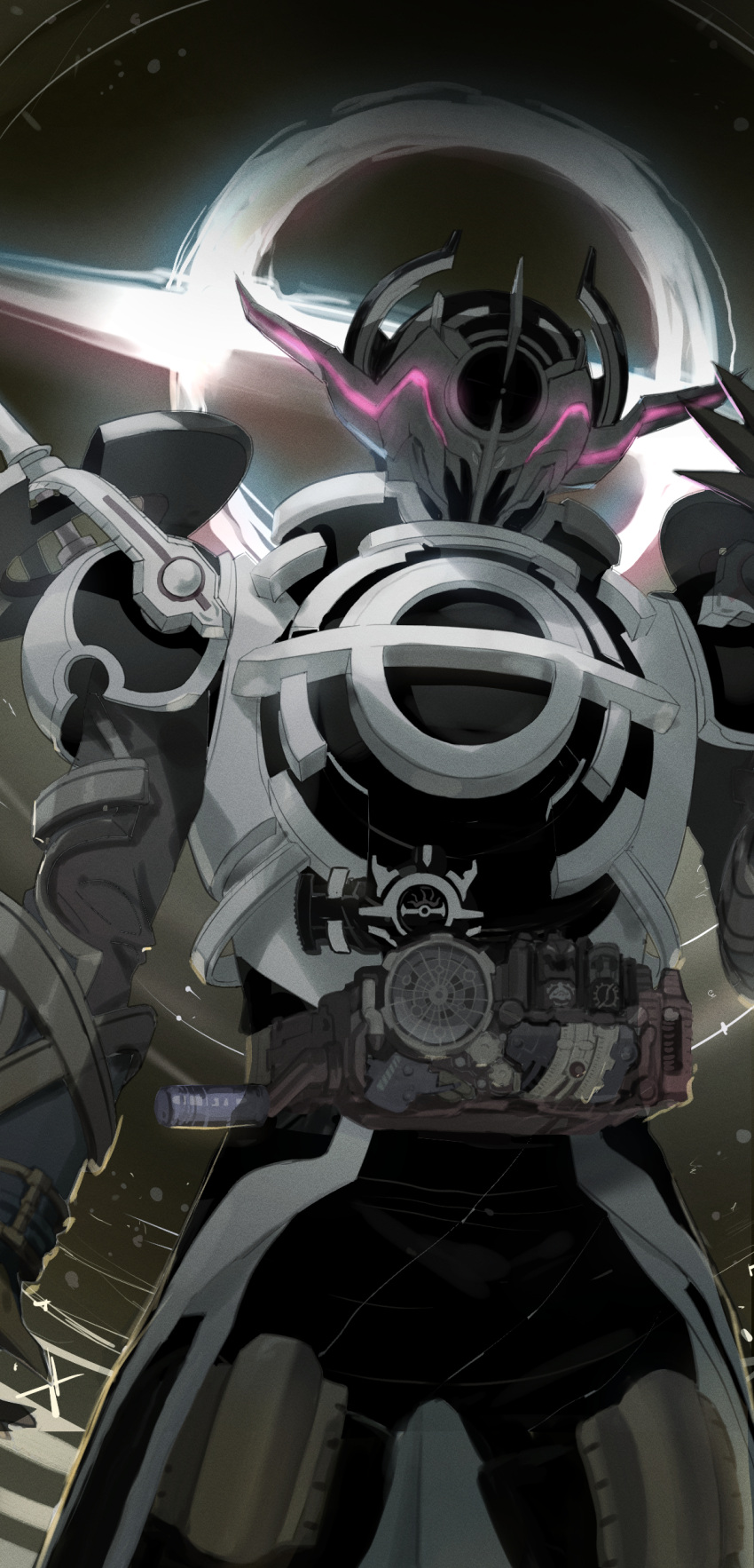 1boy, absurdres, alien, armor, belt, black_background, cobra_(animal), commentary