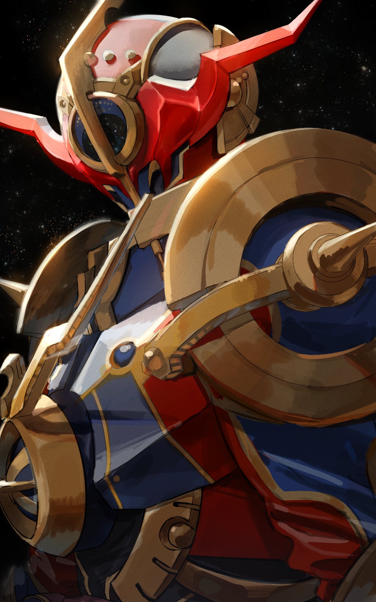 1boy, alien, armor, blue_armor, blue_background, constellation, constellation_print, evolto