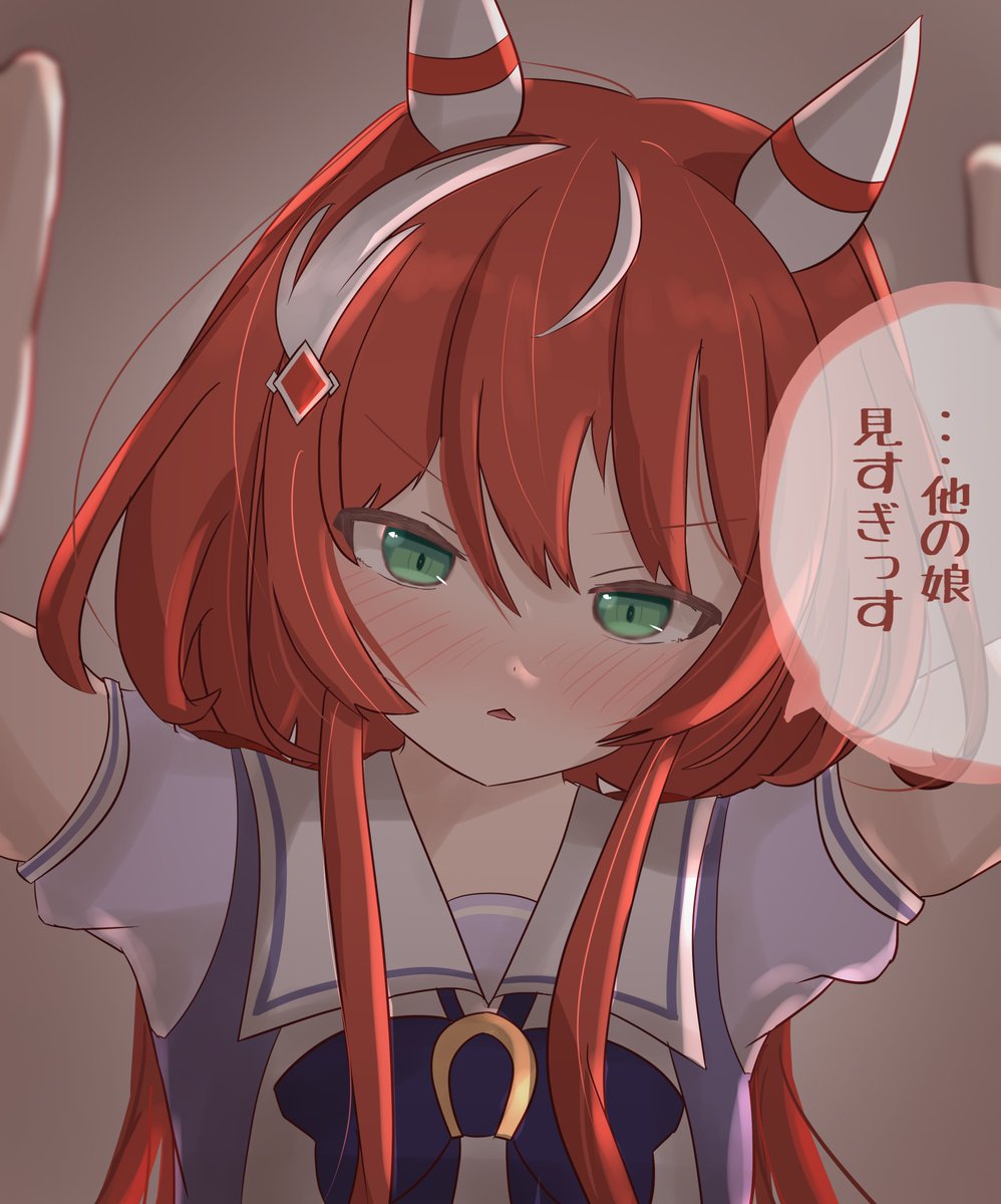 1girl, animal_ears, breasts, commentary_request, eakon_7bit, green_eyes, hair_between_eyes, hair_ornament