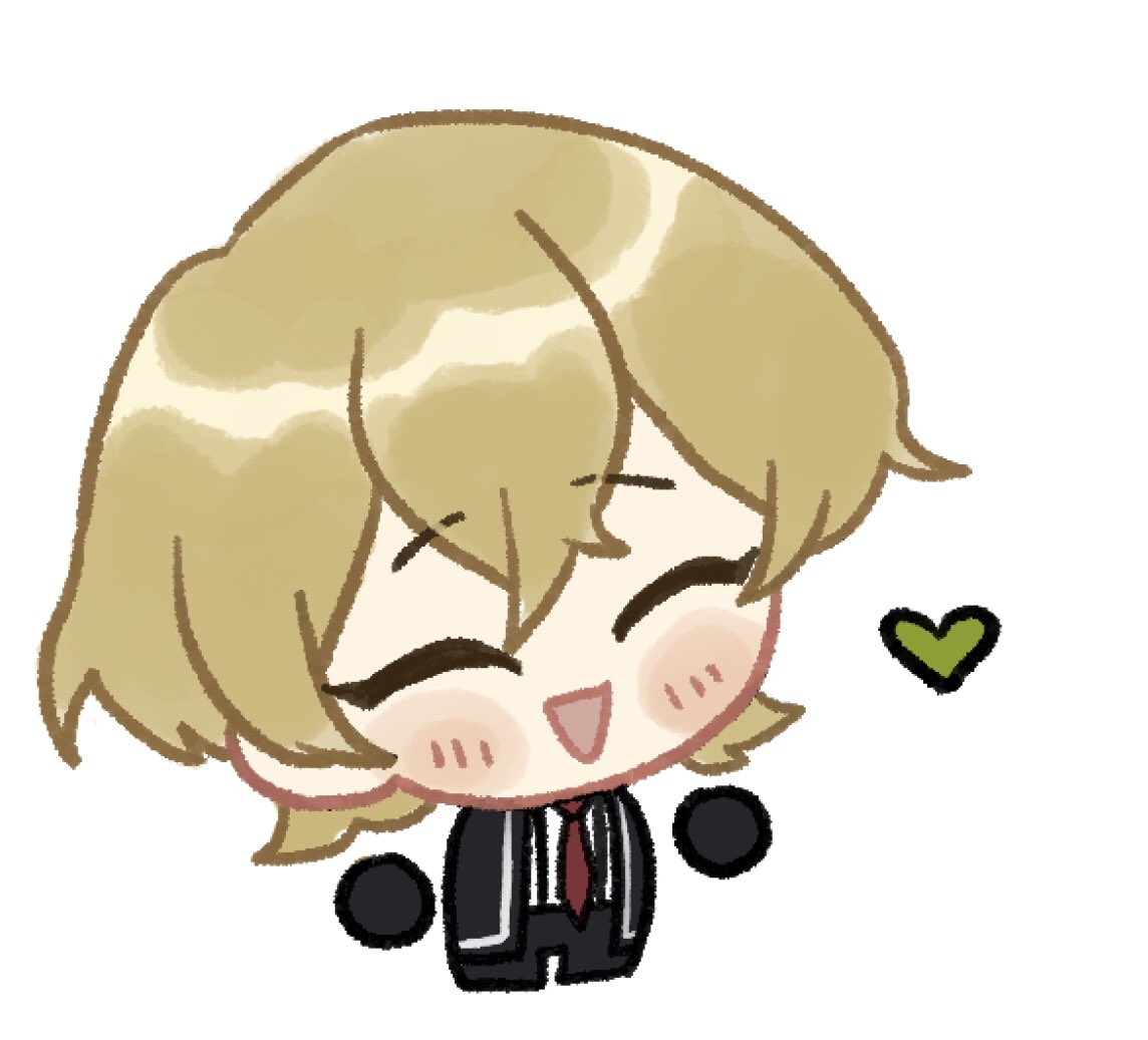1boy, blonde_hair, chibi, closed_eyes, full_body, limbus_company, necktie, project_moon