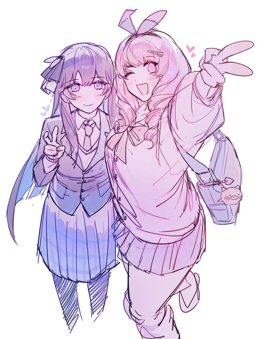 2girls, absurdres, alternate_costume, animal_ears, ayla_(punishing:_gray_raven), bow, bowtie, collared_shirt