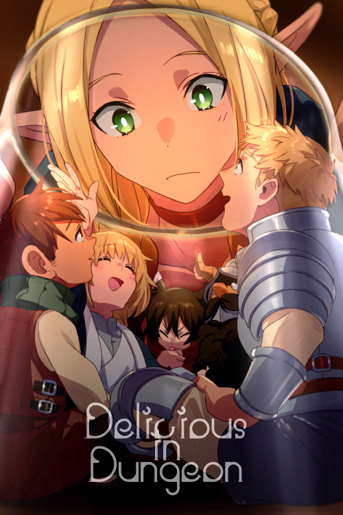 3boys, 3girls, animal_ears, armor, beard, black_facial_hair, black_hair, blonde_hair