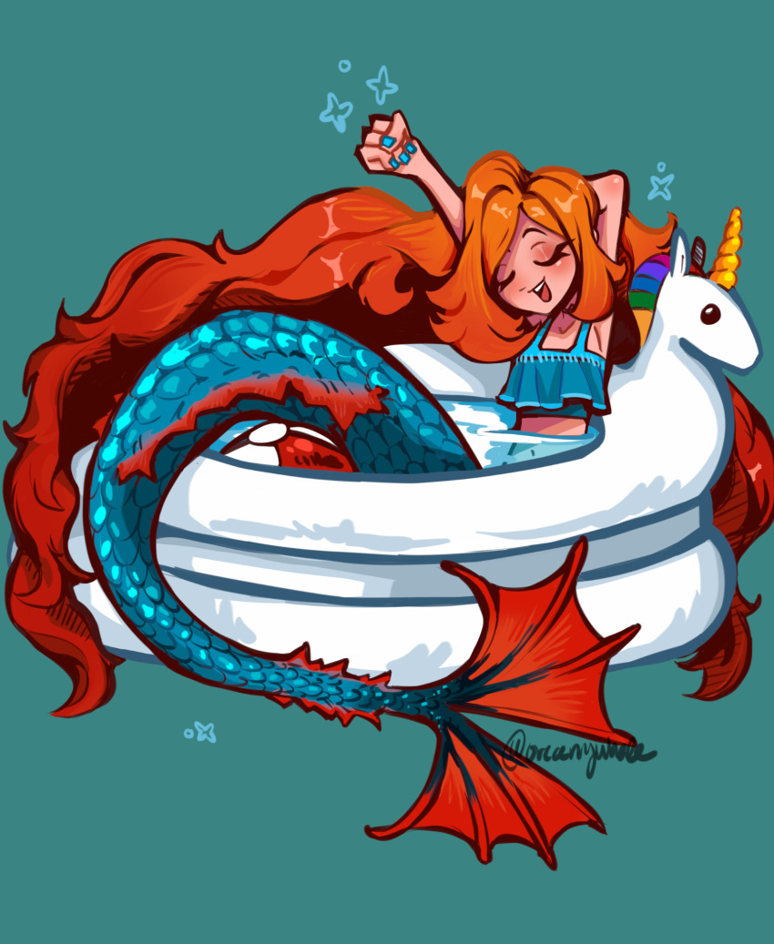 1girl, chelsea_(ruby_gillman), highres, long_hair, mermaid, monster_girl, orcamywhale, redhead