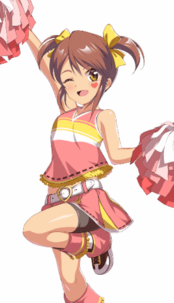 1girl, animated, animated_gif, bare_shoulders, belt, bike_shorts, blush, brown_eyes