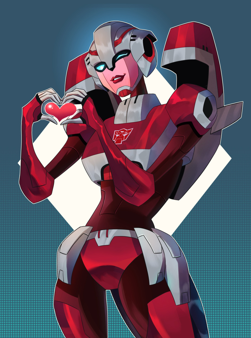 1girl, absurdres, arcee, autobot, blue_eyes, breasts, dujan, heart