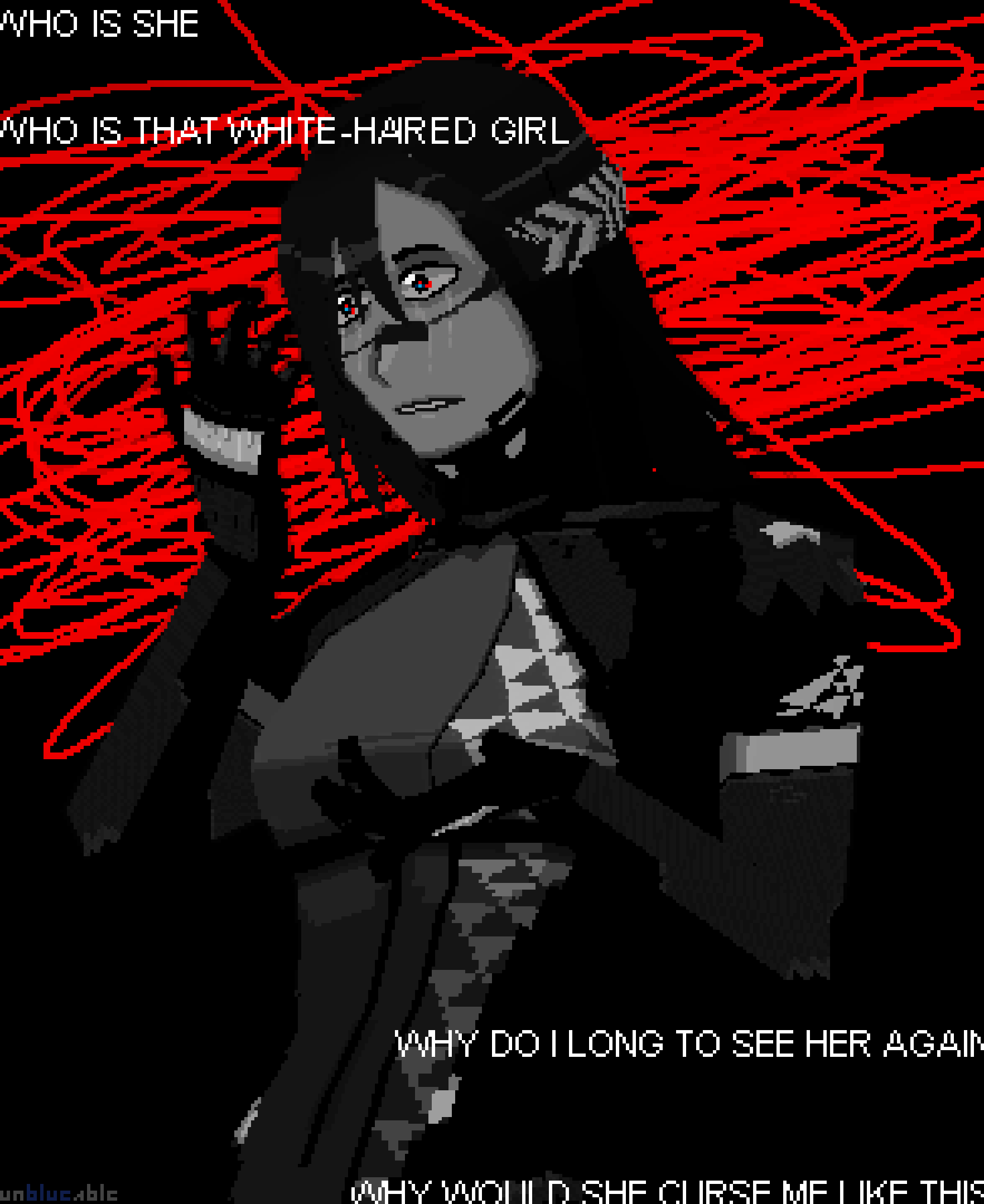 1girl, android, biting_own_lip, black_hair, blue_eyes, crying, crying_with_eyes_open, cyberpunk