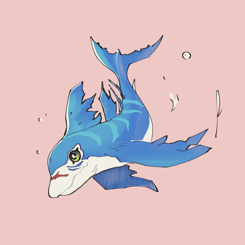 absurdres, blue_skin, colored_skin, digimon, digimon_(creature), dolphin, fins, full_body