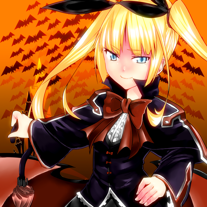 bat, blazblue, blonde_hair, blue_eyes, don_no_shoushitsu, long_hair, rachel_alucard, twintails, umbrella