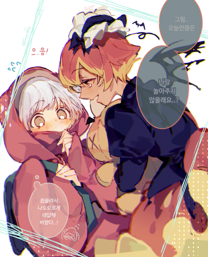 2girls, backpack, bag, black_dress, black_wings, blush, brown_eyes, cookie_run