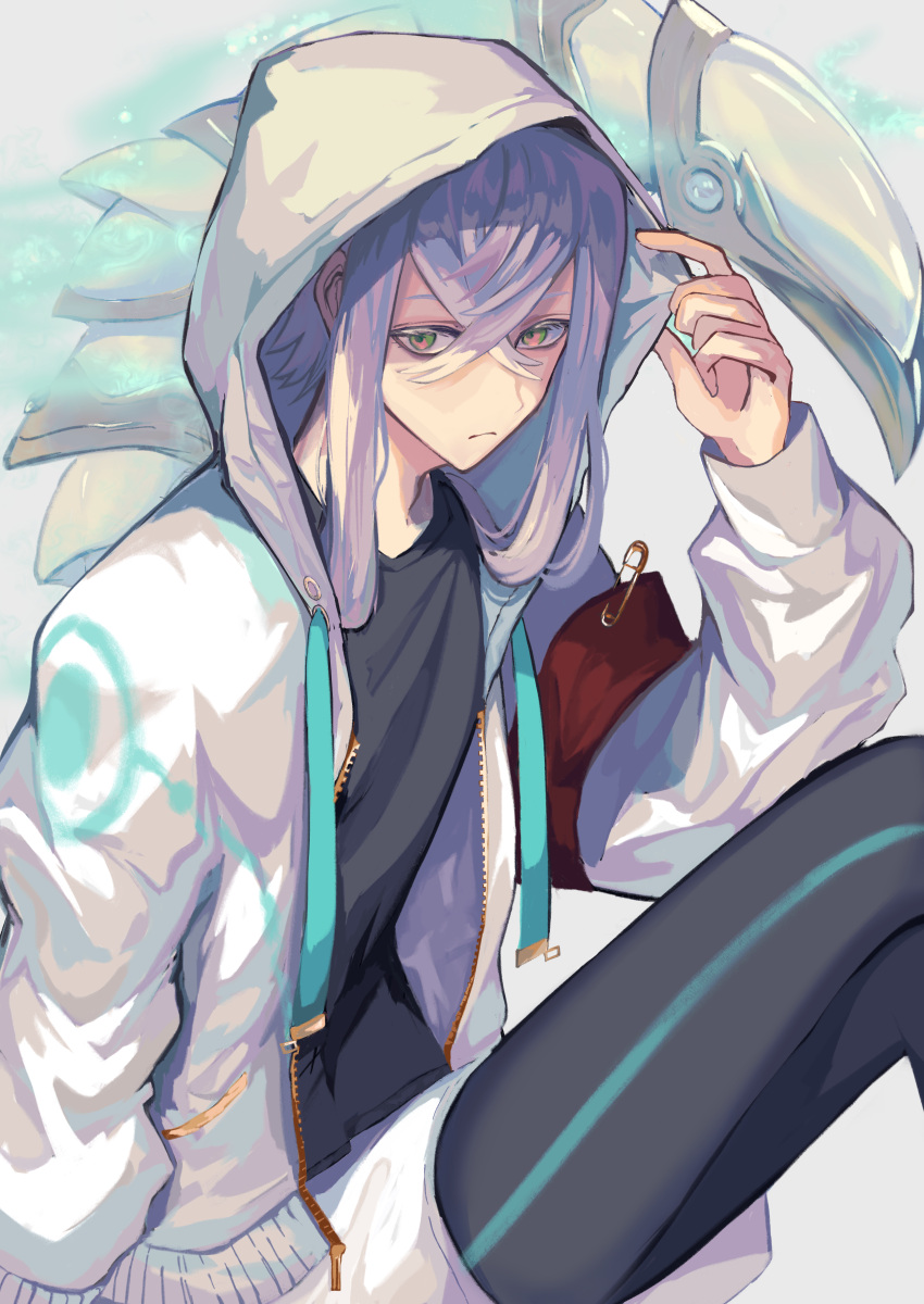 absurdres, armband, asclepius_(fate), asclepius_(summer_rescue)_(fate), black_leggings, black_male_swimwear, black_shirt, drawstring