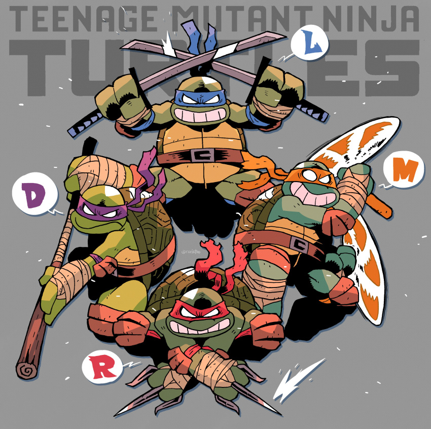 4boys, absurdres, copyright_name, donatello, donatello_(tmnt), dual_wielding, highres, holding