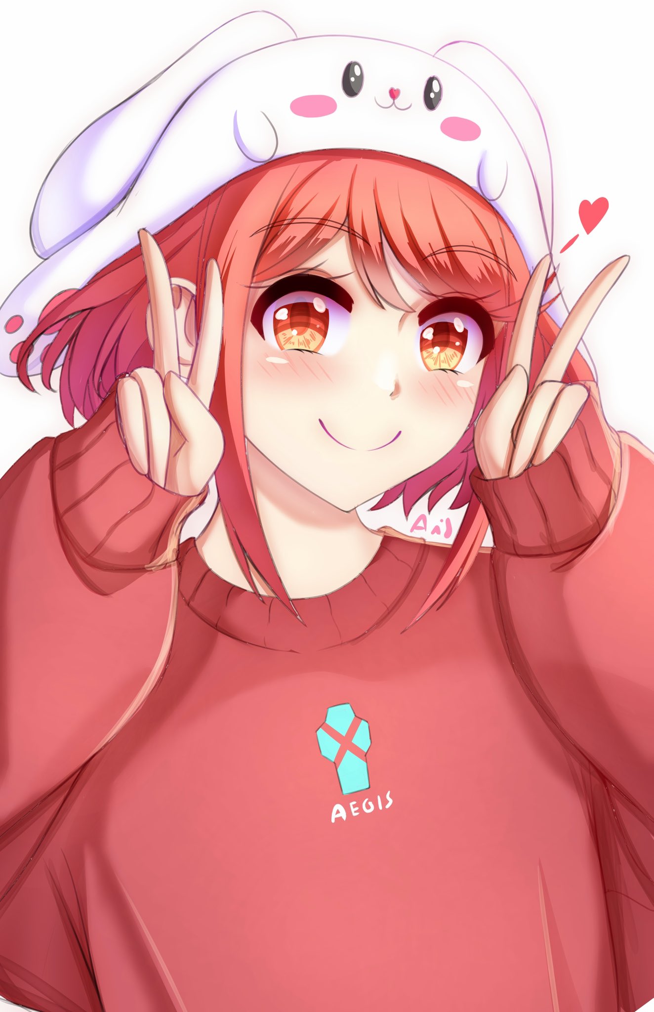 1girl, animal_hat, anisdrawn, blush, bob_cut, closed_mouth, commentary, core_crystal_(xenoblade)