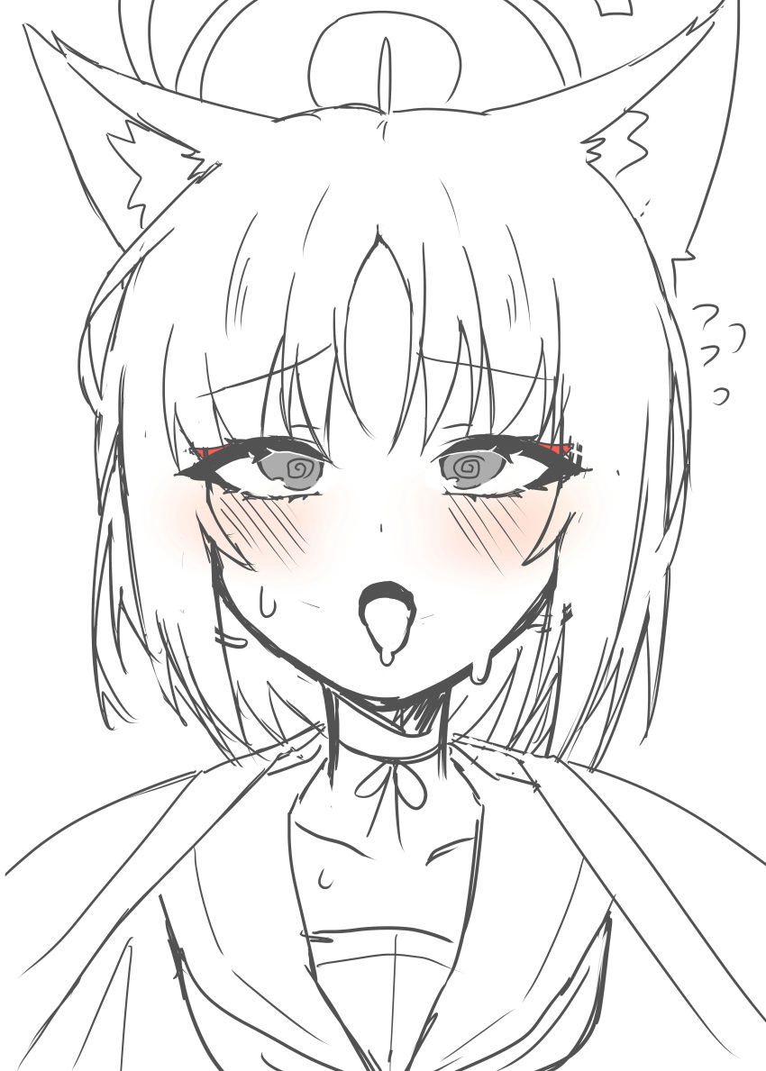 1girl, absurdres, animal_ears, black_hair, blue_archive, cat_ears, dragonchicken02, grey_eyes