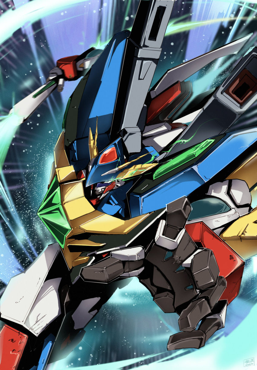 absurdres, bravern, burn_bravern, dashing, glowing, glowing_eyes, green_eyes, highres