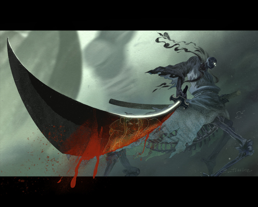 1boy, 1girl, bald, blood, blood_on_weapon, centaur, closed_mouth, ethan-baron_v._nusjuro