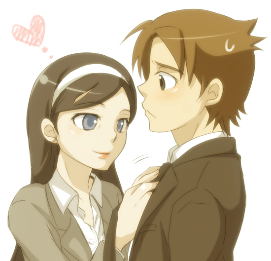 black_hair, blue_eyes, brown_hair, hairband, heart, kumashiro_maya, long_hair, mayu_(airmods)