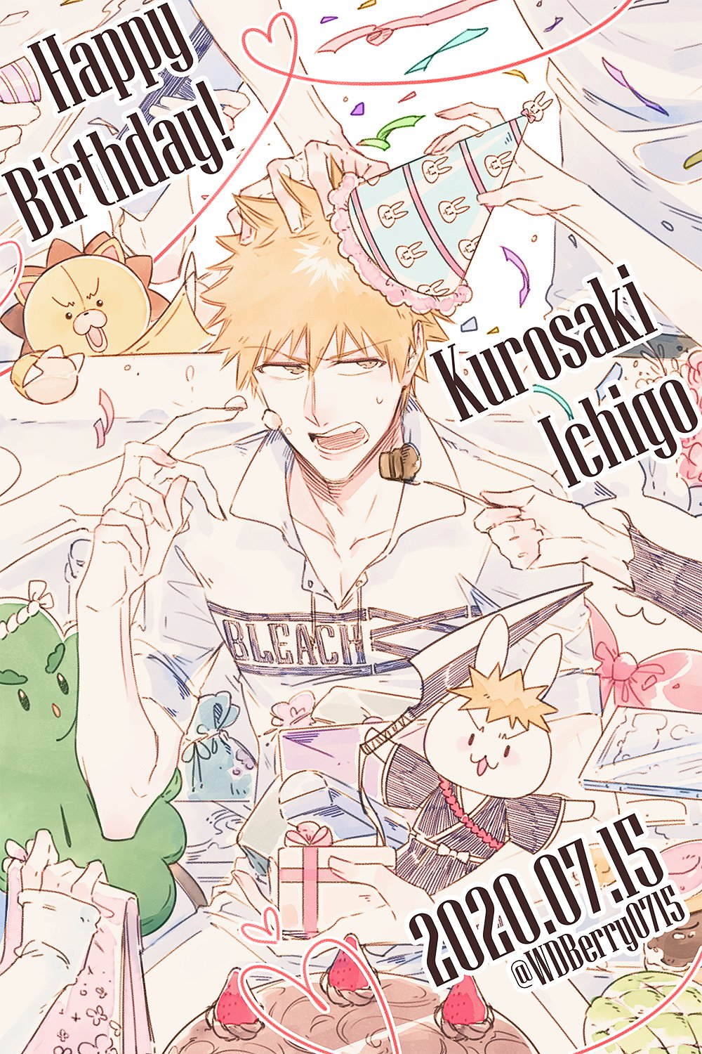 2020, birthday_cake, bleach, brown_hair, cake, chappy, character_name, collarbone