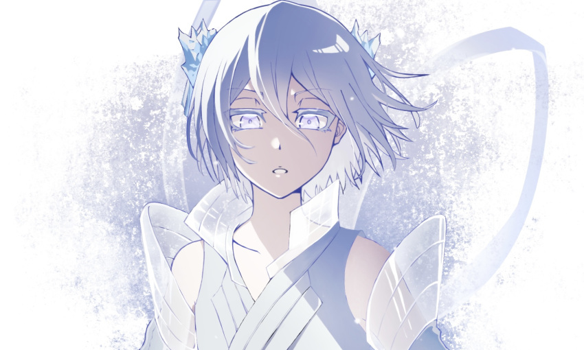 1girl, bankai, bare_shoulders, bleach, bleach:_sennen_kessen-hen, bright_pupils, collared_dress, colored_eyelashes