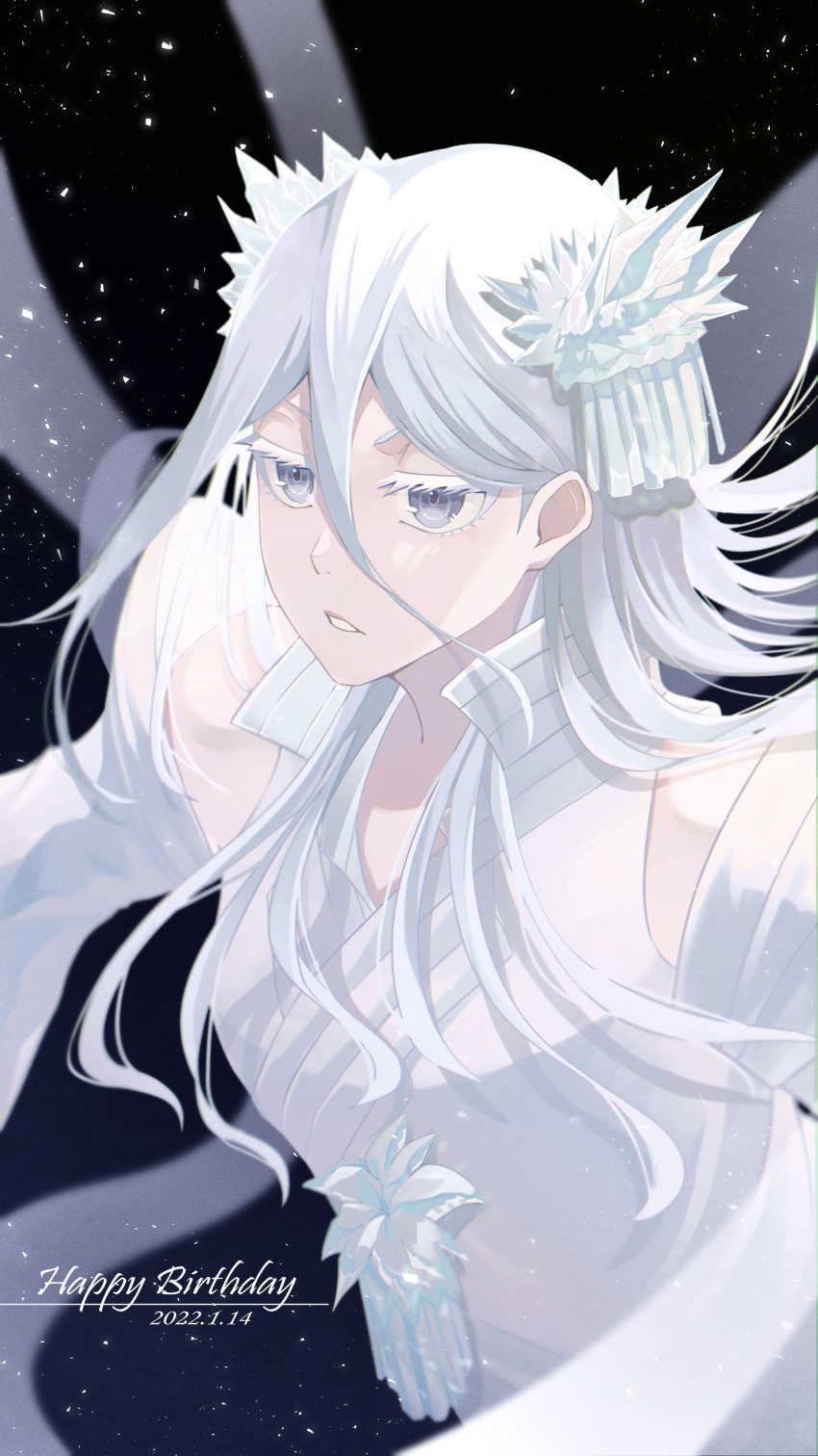 2022, absurdres, bankai, bare_shoulders, black_background, bleach, bleach:_sennen_kessen-hen, collared_dress