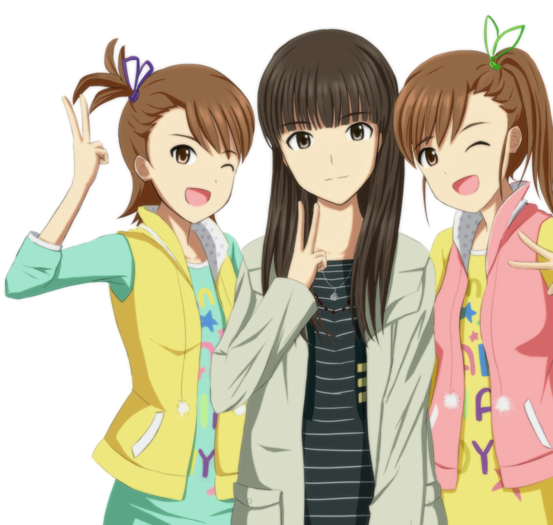 black_hair, brown_eyes, brown_hair, futami_ami, futami_mami, idolmaster, idolmaster_2, kokuha