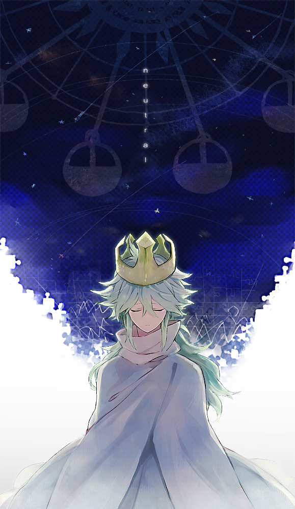 cloak, closed_eyes, crown, ferris_wheel, hoo, long_hair, male, n_(pokemon)