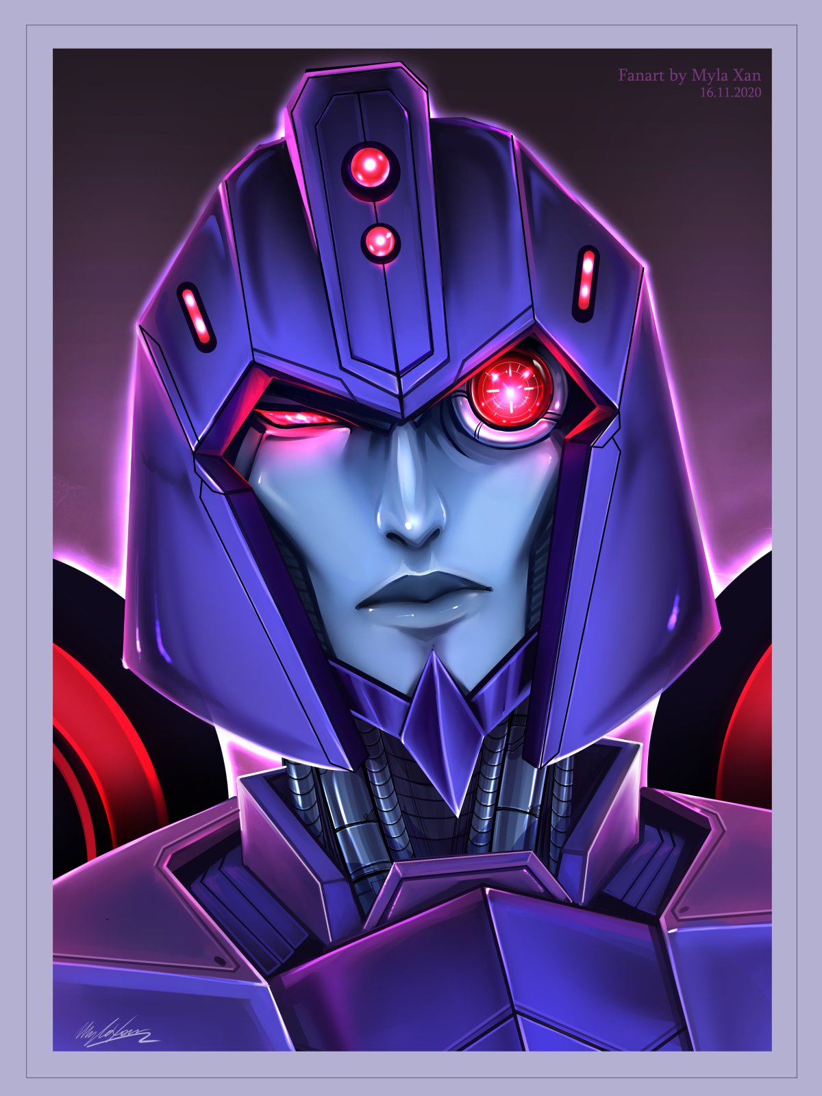 1girl, blue_skin, chin_guard, colored_skin, helmet, highres, humanoid_robot, lips