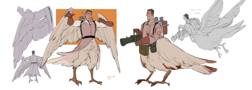 1boy, absurdres, bird_boy, bird_legs, bird_wings, citrus0lemon, flying, full_body