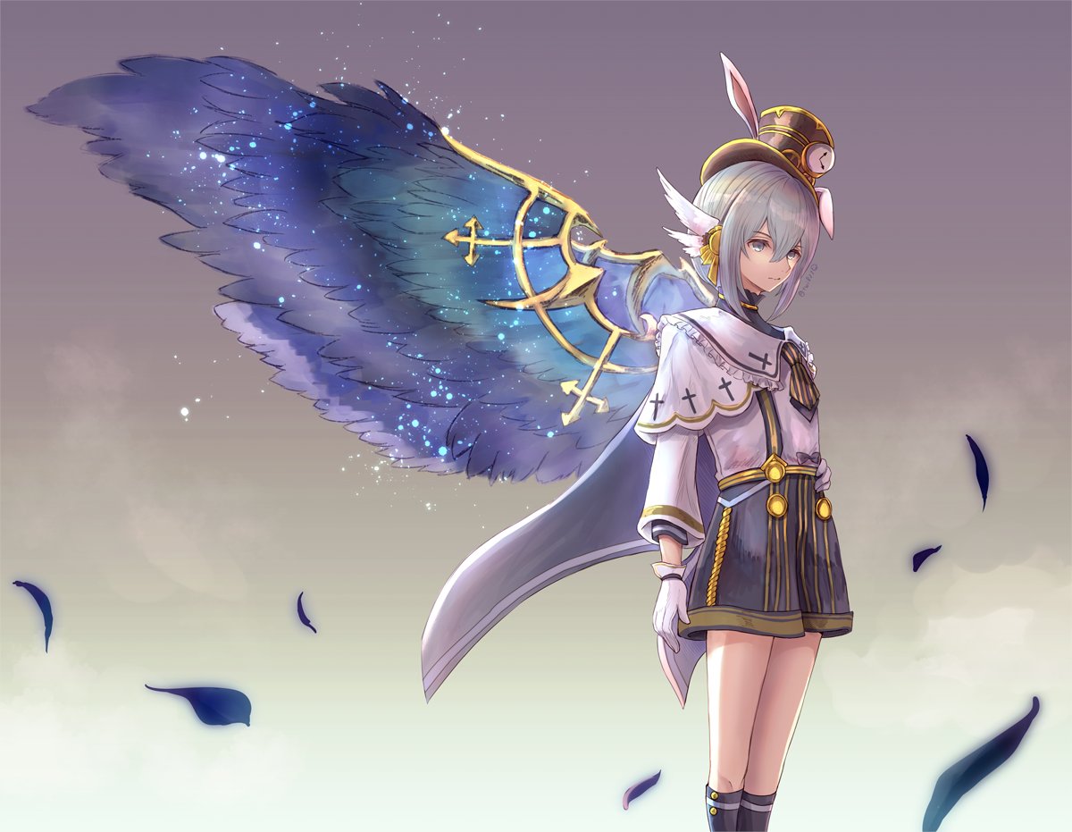1boy, 823/natalia, adapted_costume, arch_bishop_(ragnarok_online), black_hat, black_necktie, black_shorts, blue_eyes