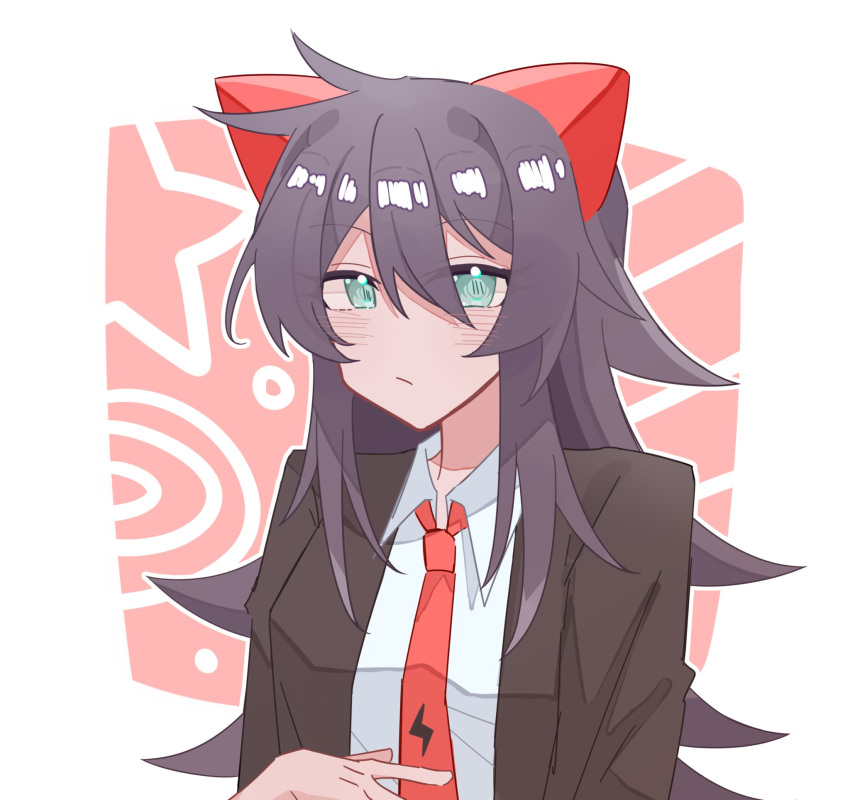 animal_ears, ascot, black_hair, coat, green_eyes, highres, kobayashi_(neko_no_teach-kun), lingxiankong1