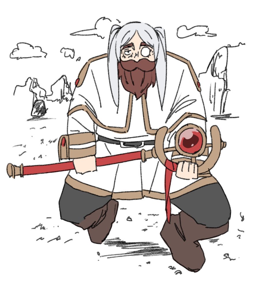 1boy, beard, belt, black_belt, black_pantyhose, brown_footwear, brown_hair, capelet