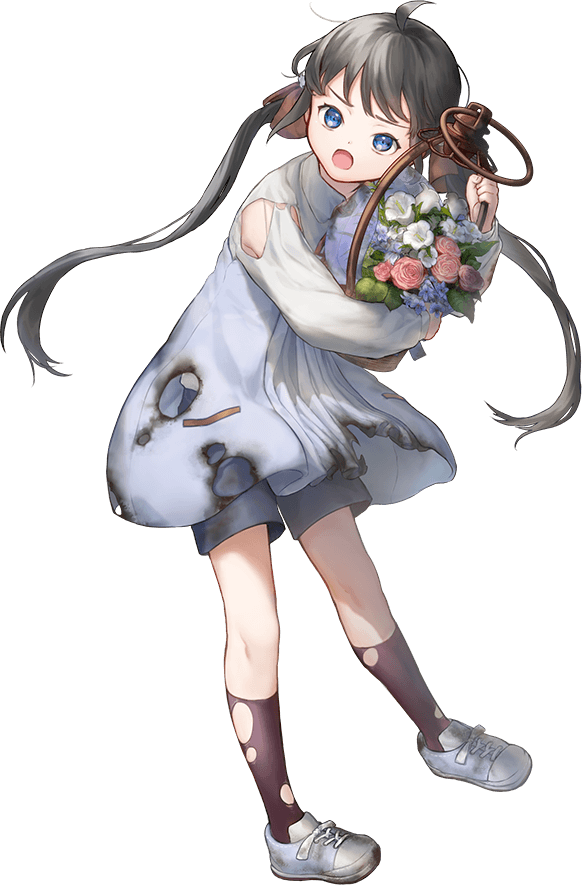 1girl, ahoge, basket, bell, black_hair, black_shorts, black_socks, blue_dress