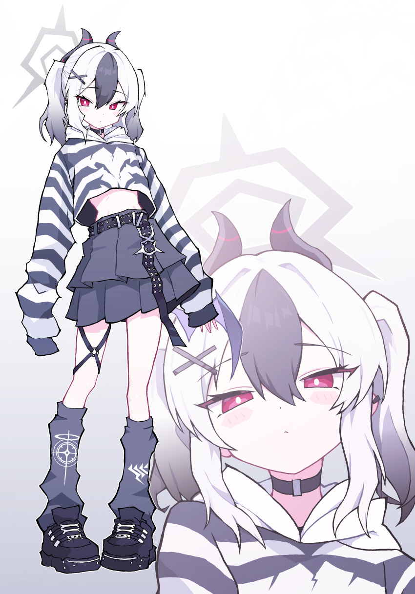 1girl, absurdres, alternate_costume, alternate_hairstyle, belt, black_belt, black_choker, black_footwear