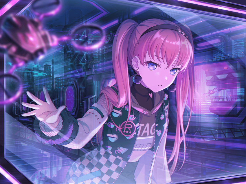 bang_dream!, blue_eyes, chu2_(bang_dream!), jacket, long_hair, pink_hair, twintails