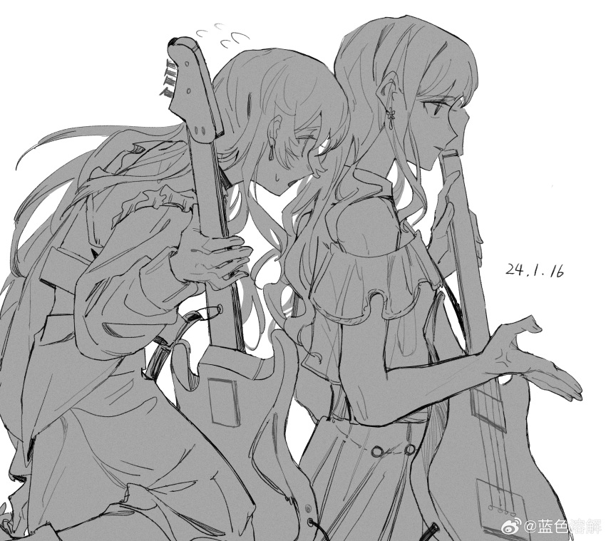 2girls, absurdres, anger_vein, bang_dream!, bang_dream!_it's_mygo!!!!!, bass_guitar, chihaya_anon, chinese_commentary