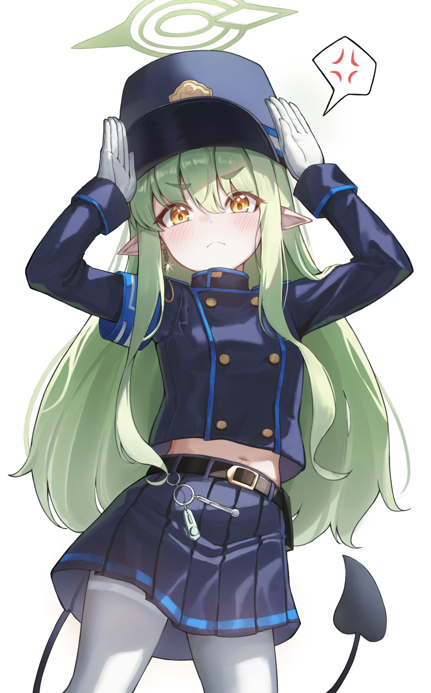 1girl, absurdres, anger_vein, angry, belt, black_belt, blue_archive, blue_jacket