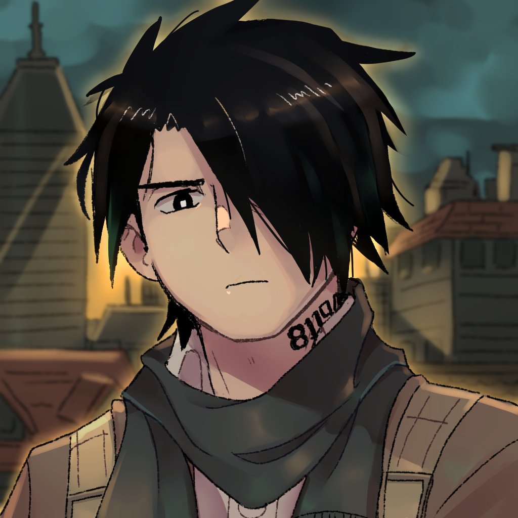 aged_up, black_eyes, black_hair, bright_pupils, closed_mouth, collared_shirt, commission, english_commentary