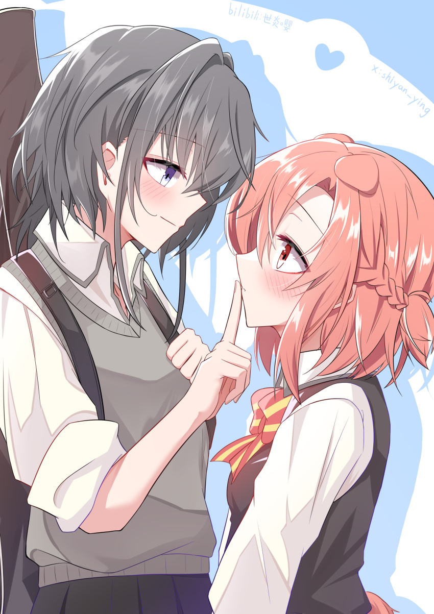 absurdres, animal_ears, asanagi_yori, bilibili_username, black_dress, black_hair, blue_background, blue_eyes