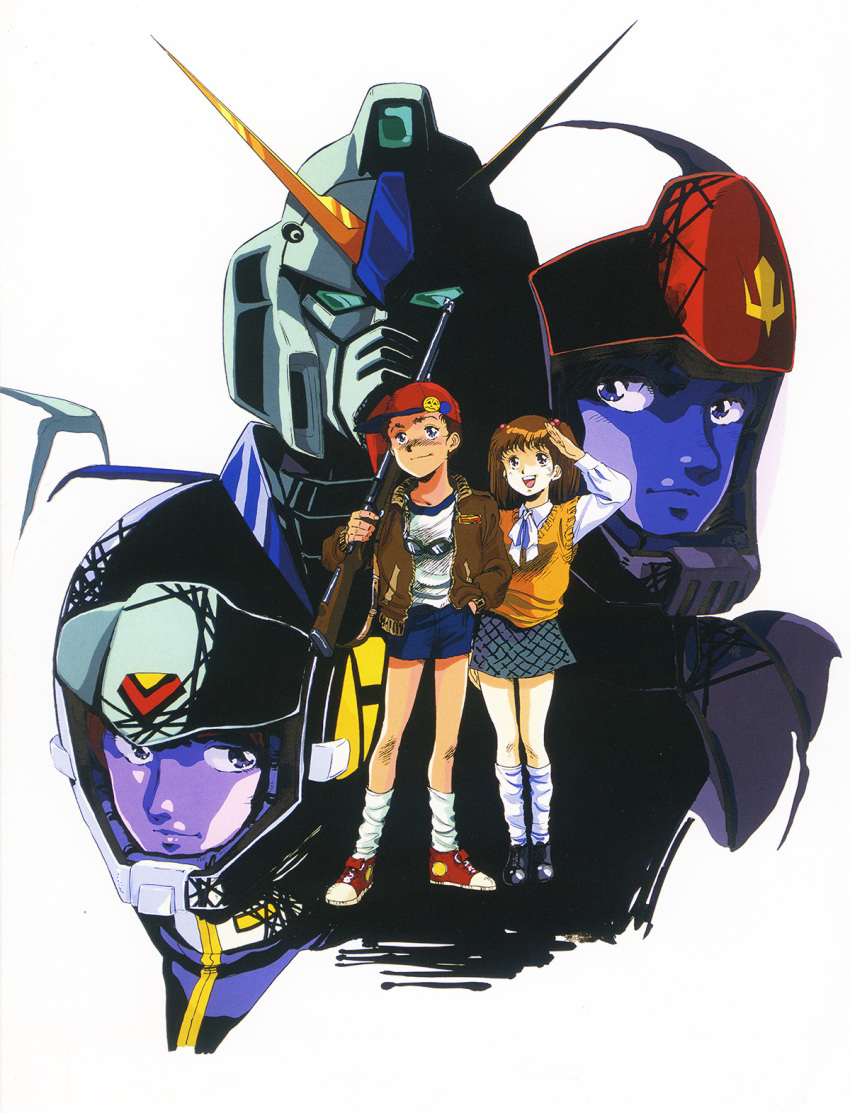 1980s_(style), 2boys, 2girls, alfred_izuruha, beret, bernard_wiseman, child, christina_mackenzie