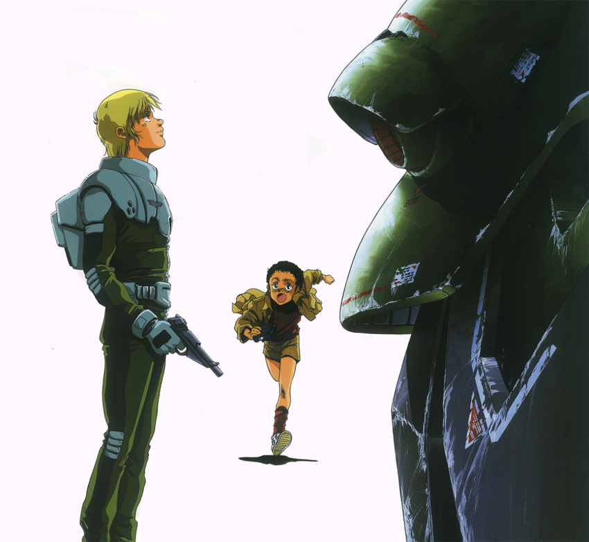 1980s_(style), 2boys, age_difference, alfred_izuruha, bernard_wiseman, blonde_hair, child, damaged