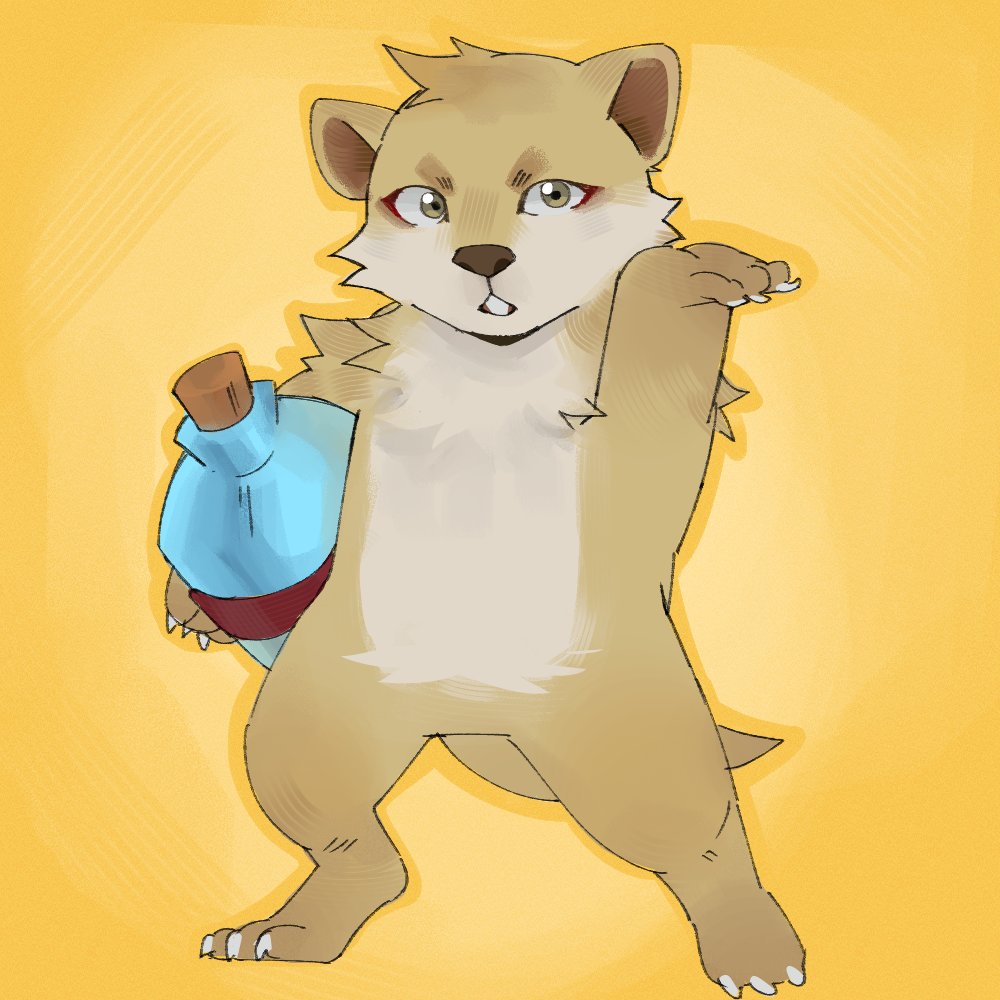 1boy, afk_journey, bottle, claws, english_commentary, full_body, furry, furry_male