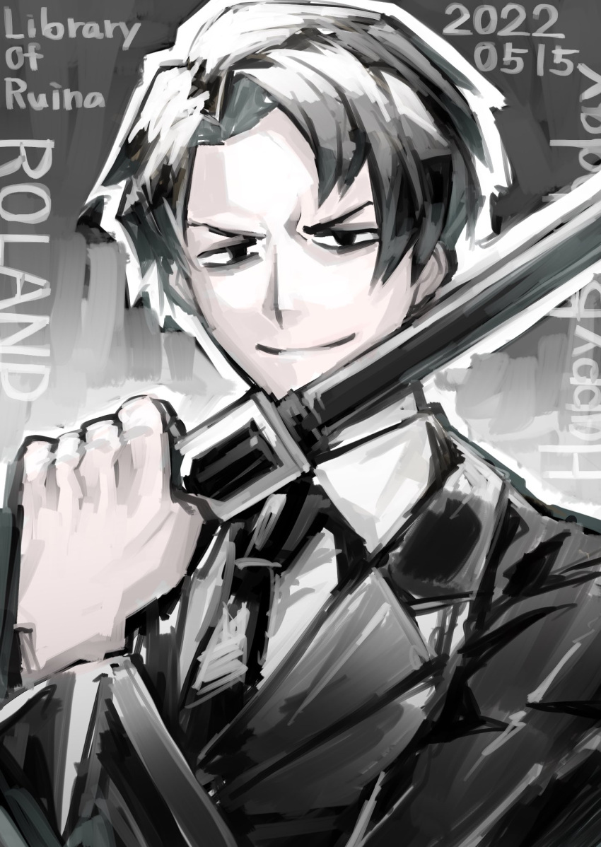 1boy, black_eyes, black_hair, black_jacket, black_necktie, closed_mouth, collared_shirt, dated