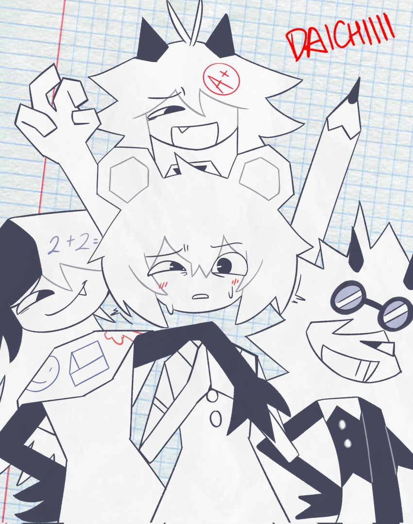 2boys, 2girls, akuouhh, fundamental_paper_education, highres, multiple_boys, multiple_girls, the_amazing_world_of_gumball