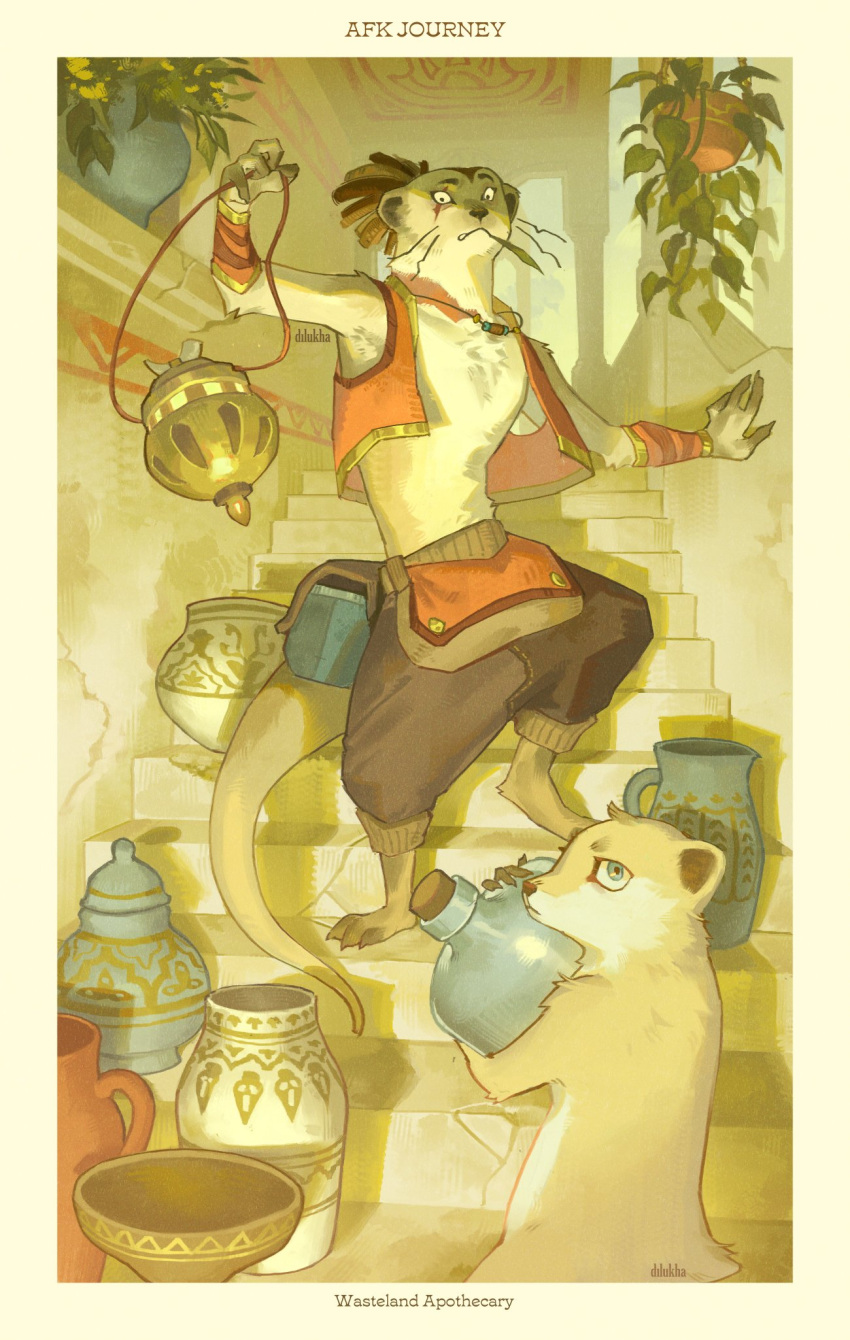 2boys, afk_journey, artist_name, bottle, claws, copyright_name, dilukha_(nyaalgebra), english_commentary