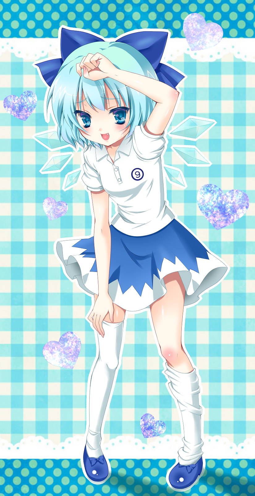 ?, bad_id, blue_eyes, blue_hair, bow, cirno, hair_bow, heart